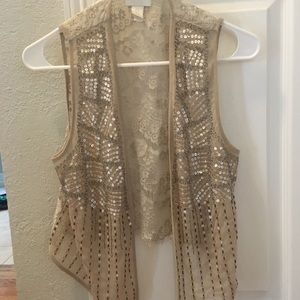 Beaded sequin & lace vest